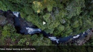 Water testing at Kaiate Falls