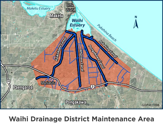 Waihi drainage district map
